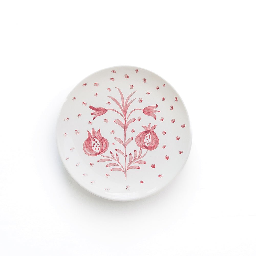 Pomegranate Duet Rose Appetizer Plate | Set of 4