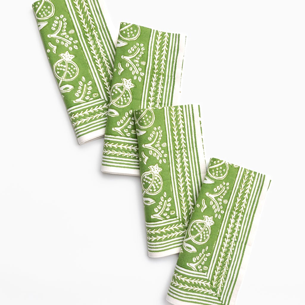Pomegranate Green Napkin | Set of 4 - Pomegranate