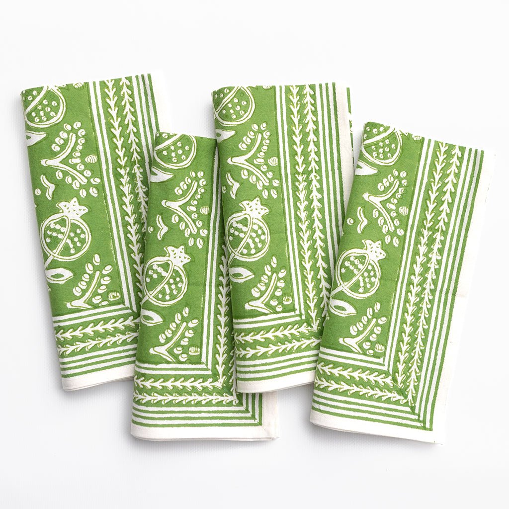 Pomegranate Green Napkin | Set of 4 - Pomegranate