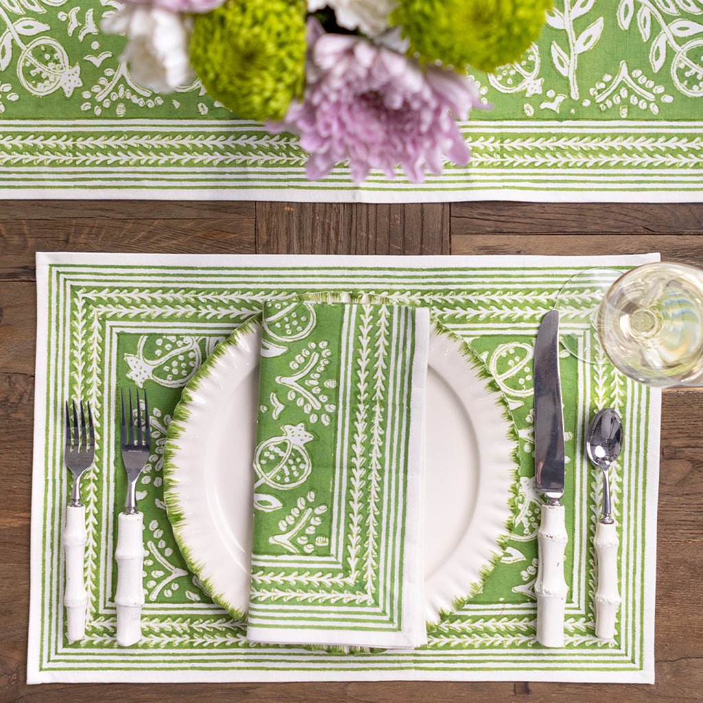 Pomegranate Green Placemat | Set of 4 - Pomegranate