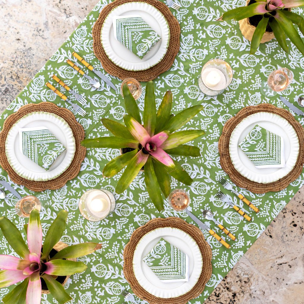 Pomegranate Green Tablecloth - Pomegranate