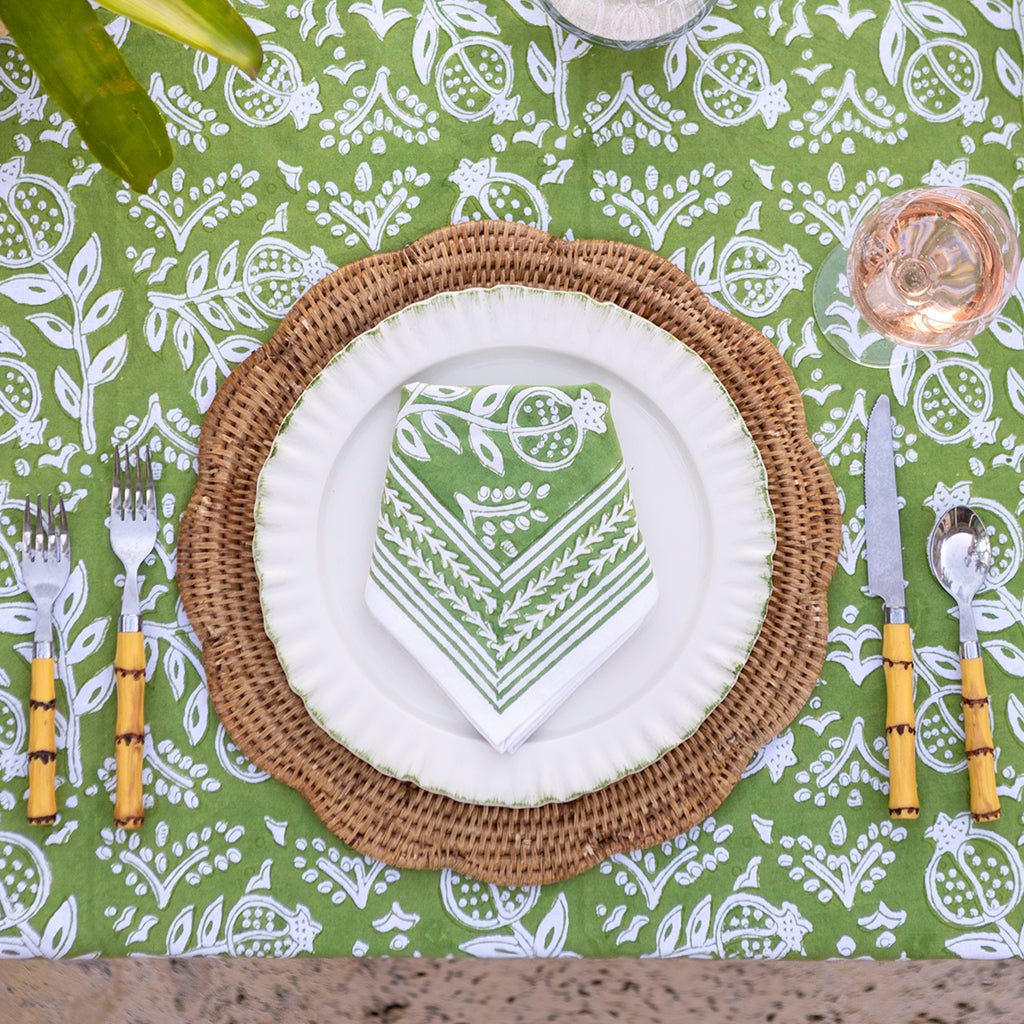 Pomegranate Green Napkin | Set of 4 - Pomegranate