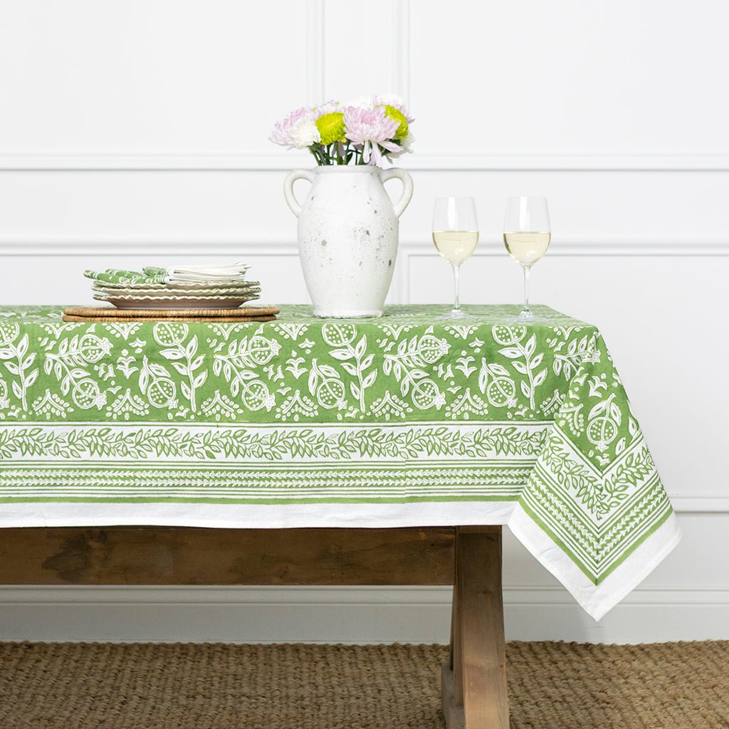 Pomegranate Green Tablecloth - Pomegranate