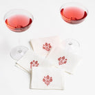 Pomegranate Trio Rose Linen Cocktail Napkin | Set of 4 - Pomegranate