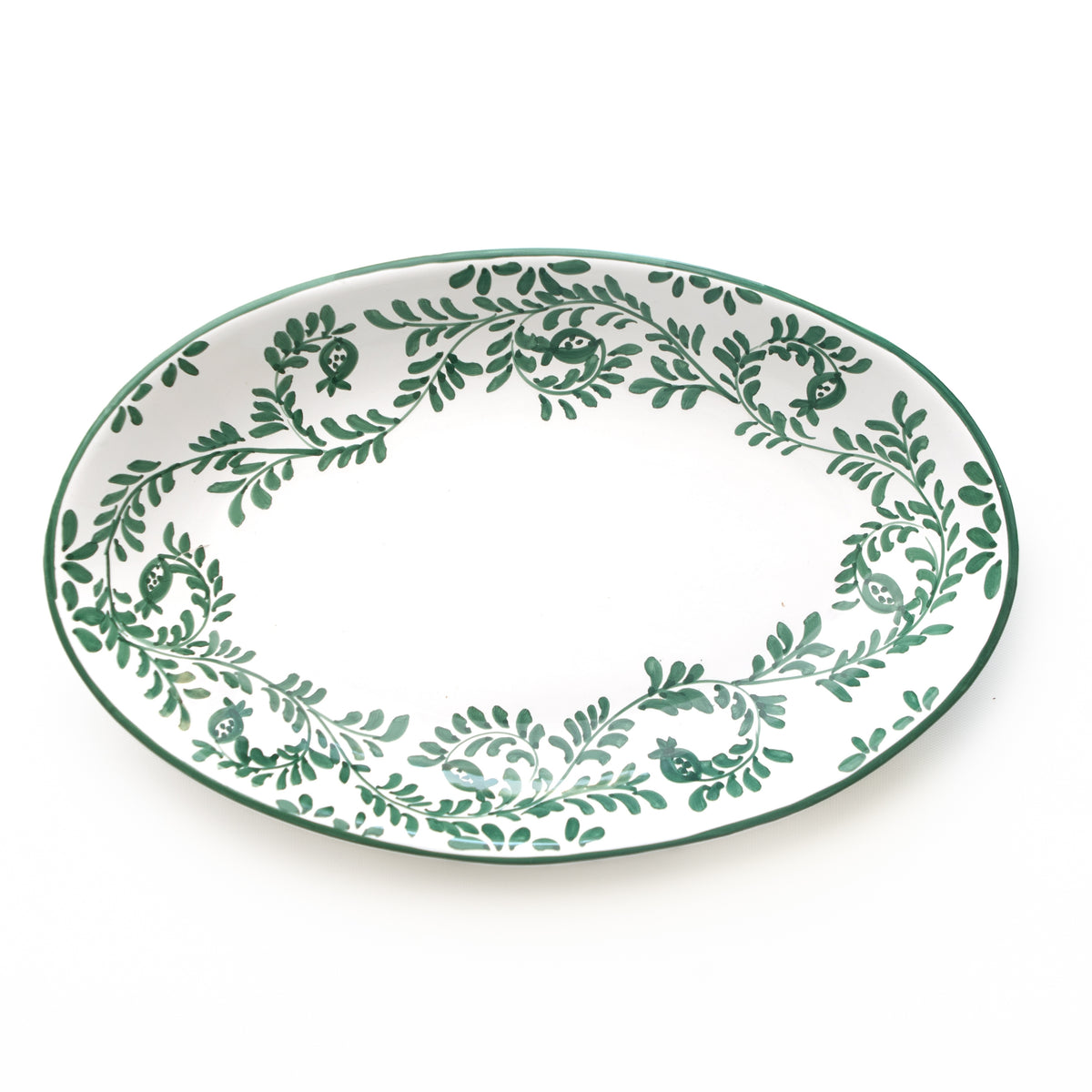 Pomegranate Scroll Forest Green Oval Tray
