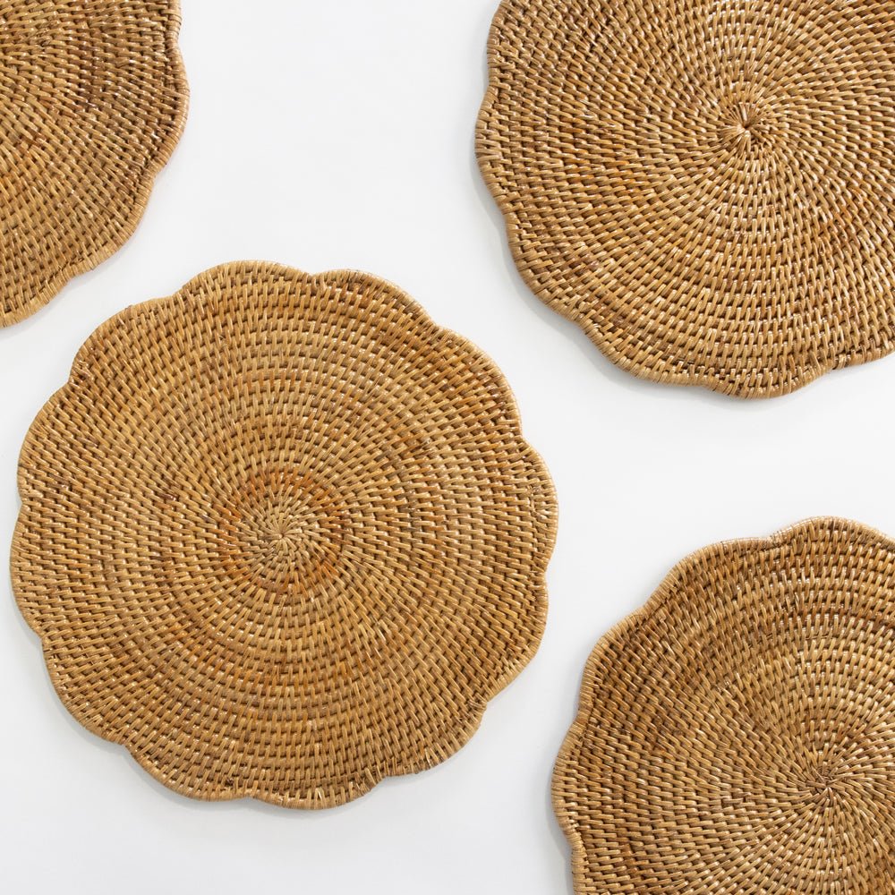 Woven Rattan Scalloped Placemats | Set of 4 – Pomegranate Inc