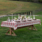 Run For The Roses 151 Equestrian Hand Block Printed Floral Tablecloth