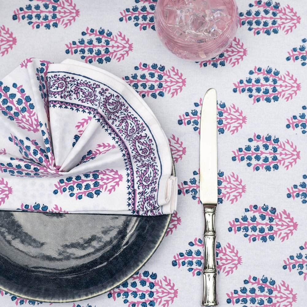 Sagar Blue & Magenta Napkin | Set of 4 – Pomegranate