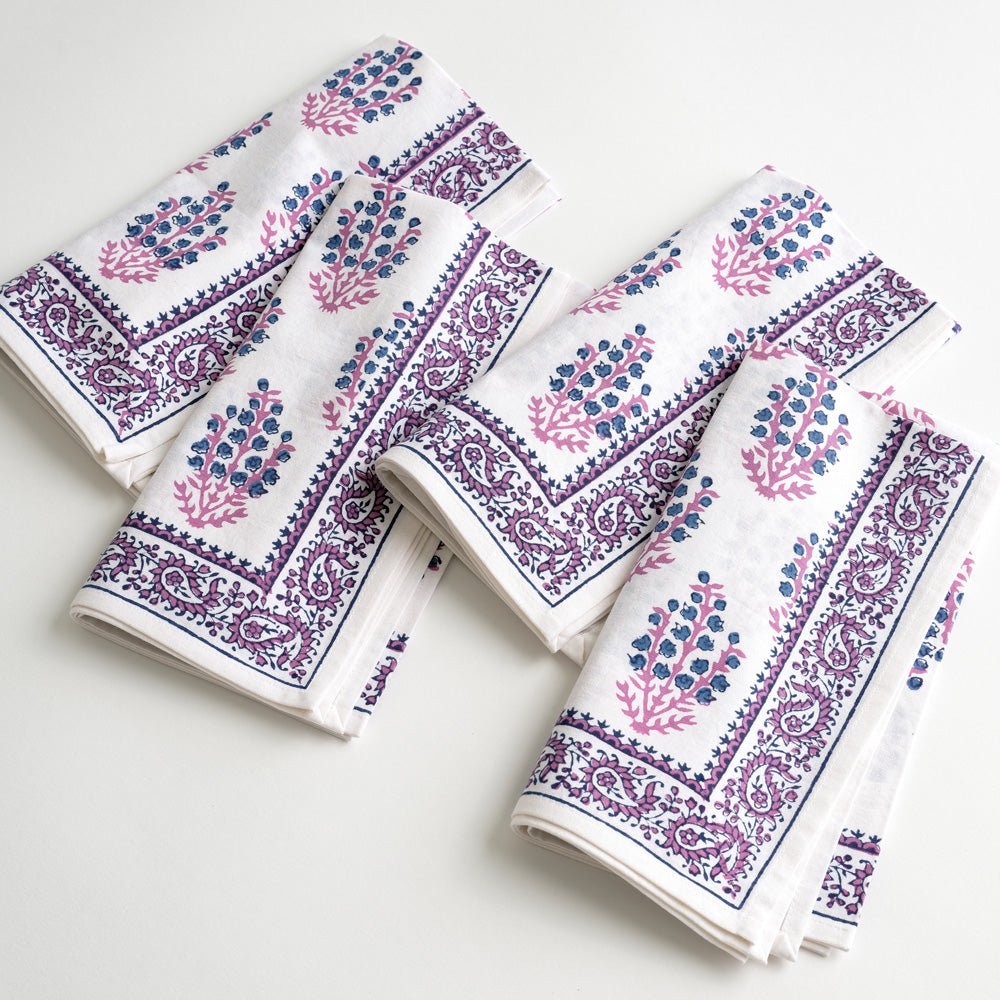 Sagar Blue & Magenta Napkin | Set of 4 – Pomegranate