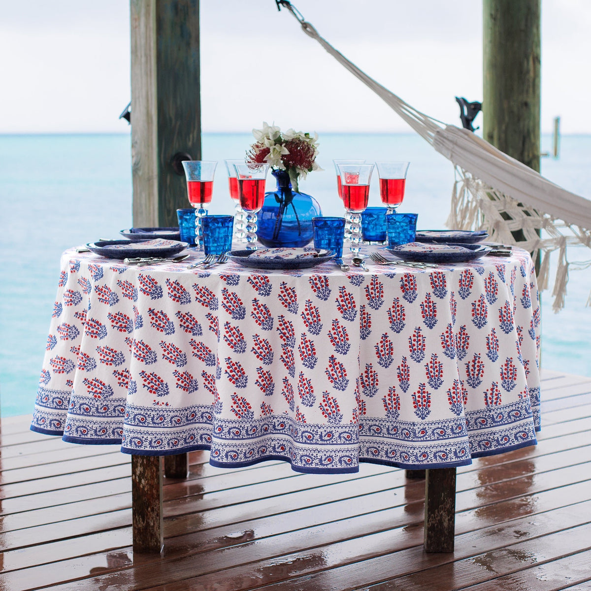 Sagar Red & Blue Tablecloth