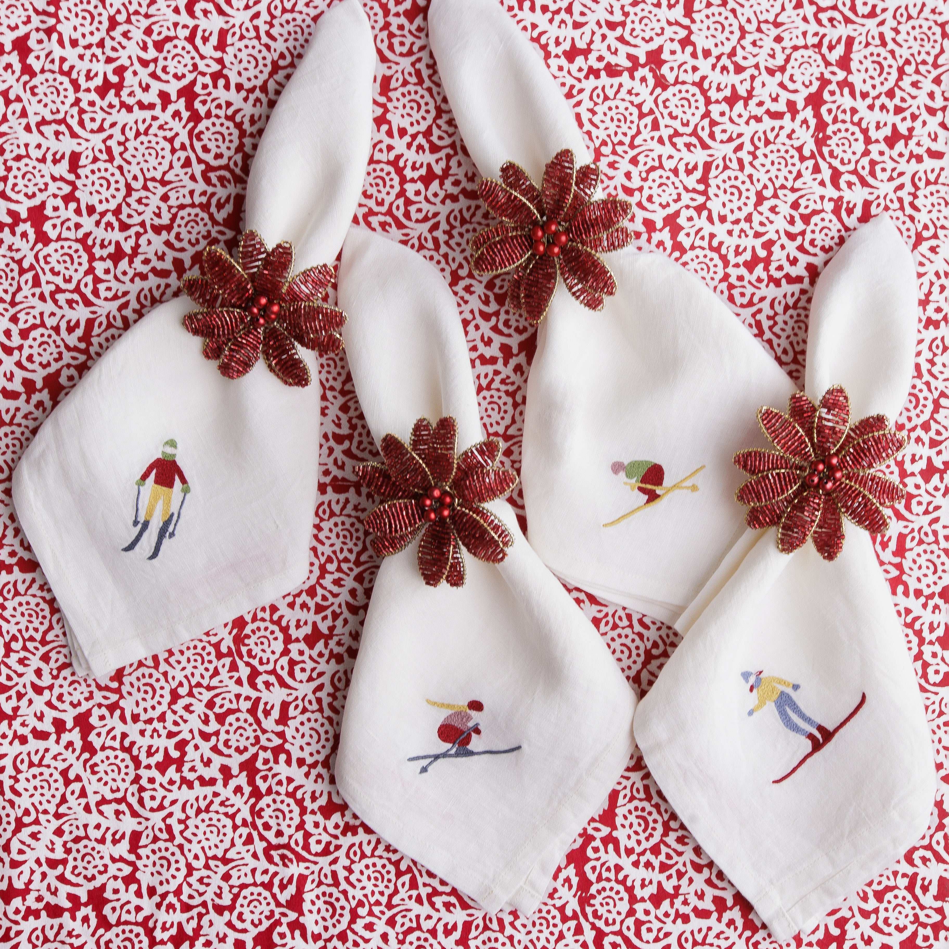 Pomegranate Embroidered Linen Napkin - Thumbnail 2