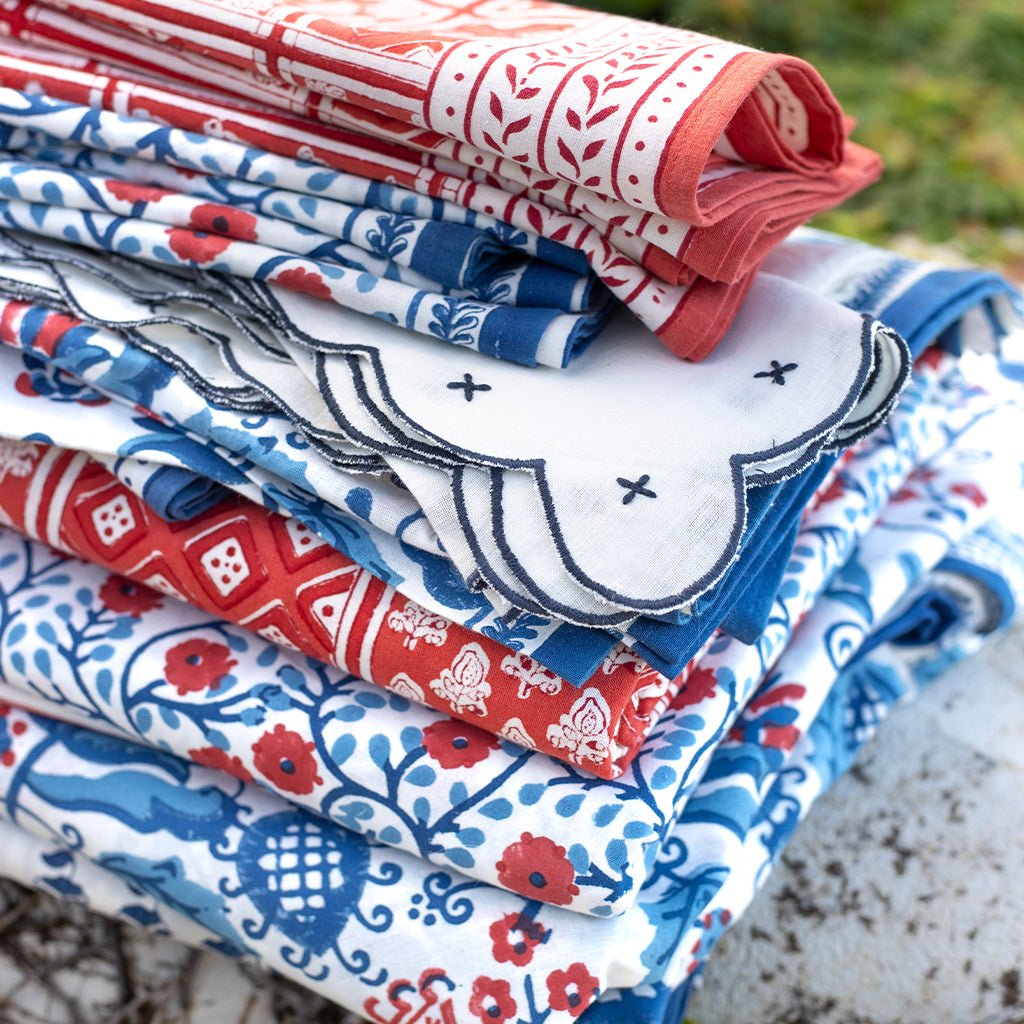 Pom Buti Patchwork Red Tablecloth - Pomegranate