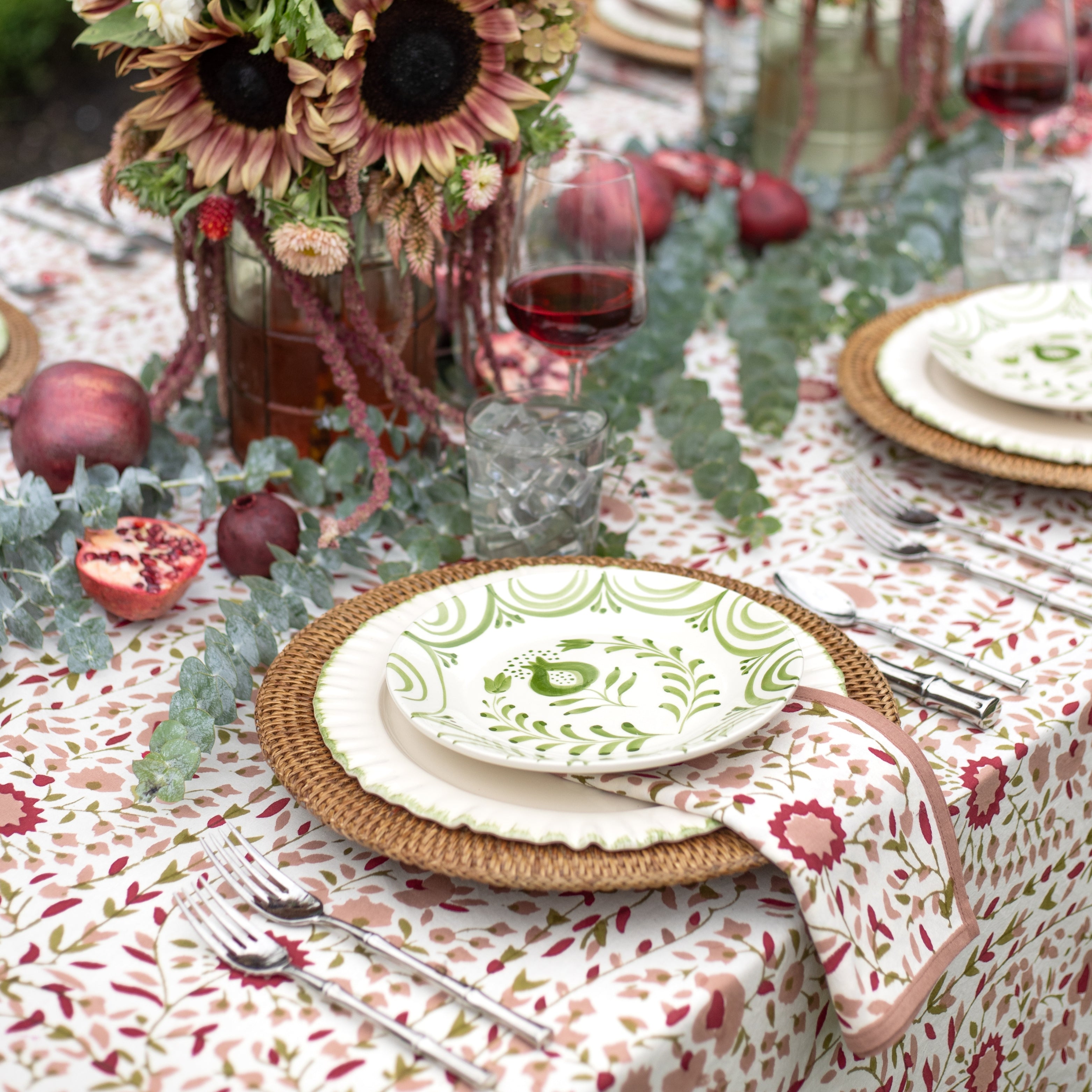 Starflower Fern & Blush Napkins – Set of 4 Block Printed 100
