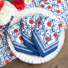 Stephanie Red & Blue Napkin | Set of 4 - Pomegranate