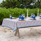Stephanie Red & Blue Tablecloth - Pomegranate