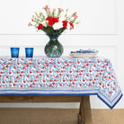 Stephanie Red & Blue Tablecloth - Pomegranate