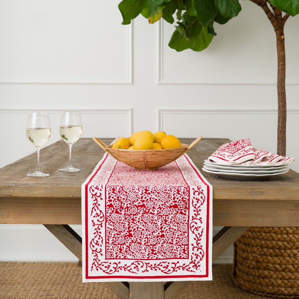 Tapestry Deep Red Table Runner – Pomegranate