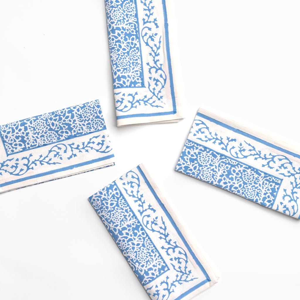 Tapestry Sky Blue Napkin | Set of 4 - Pomegranate