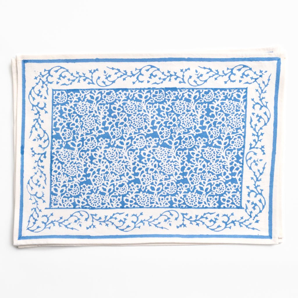 Tapestry Sky Blue Placemat | Set of 4 - Pomegranate