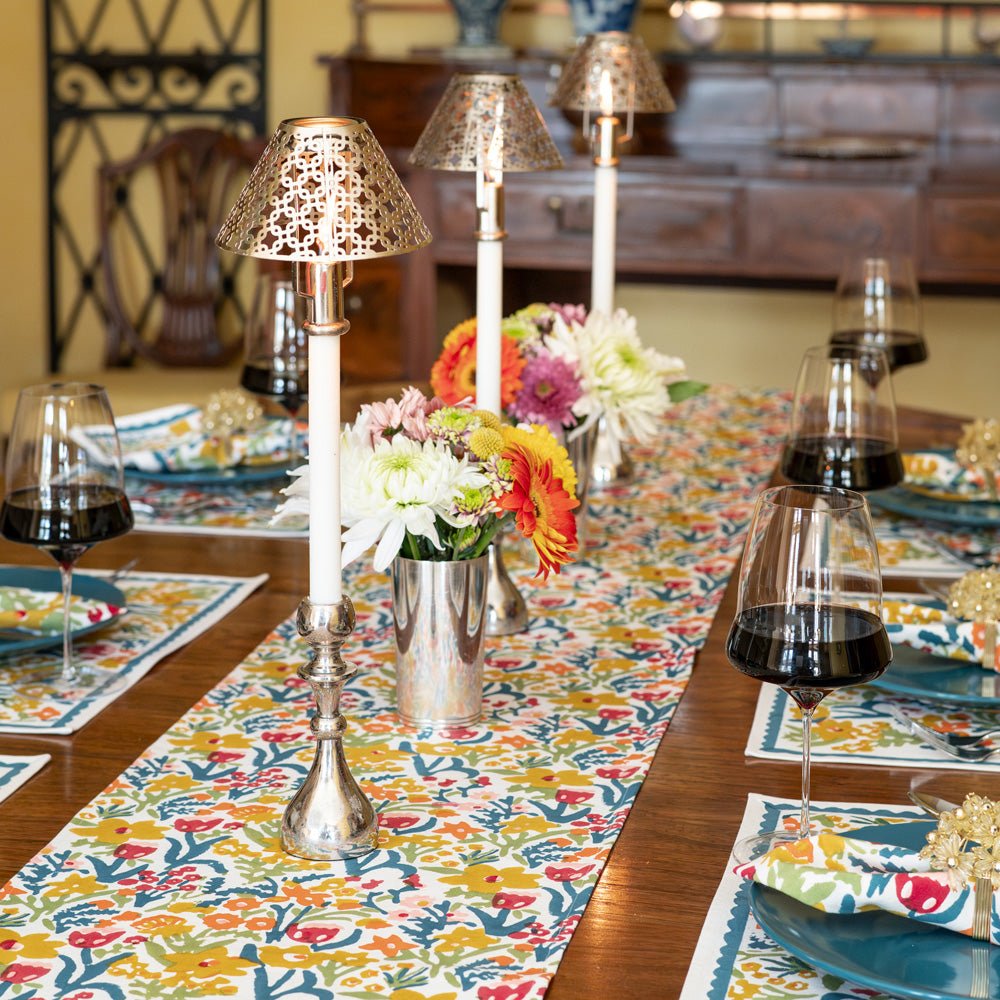 Teal Garden Table Runner – Pomegranate