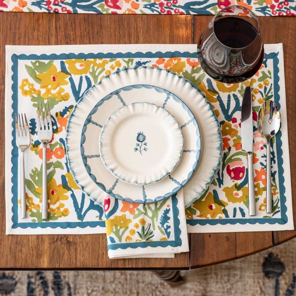 Ruffled Teal Appetizer Plate | Set of 4 – Pomegranate