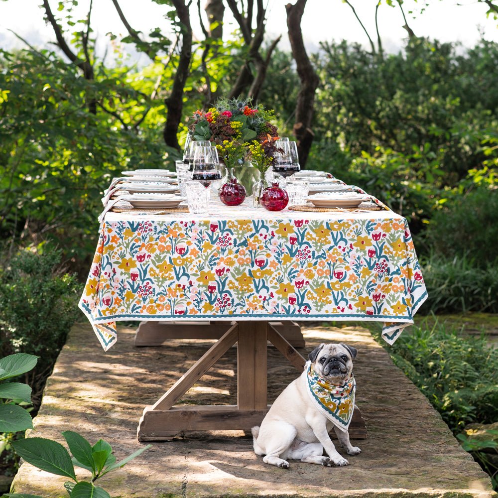 Teal Garden Tablecloth 60'' x 120'' | Pomegranate