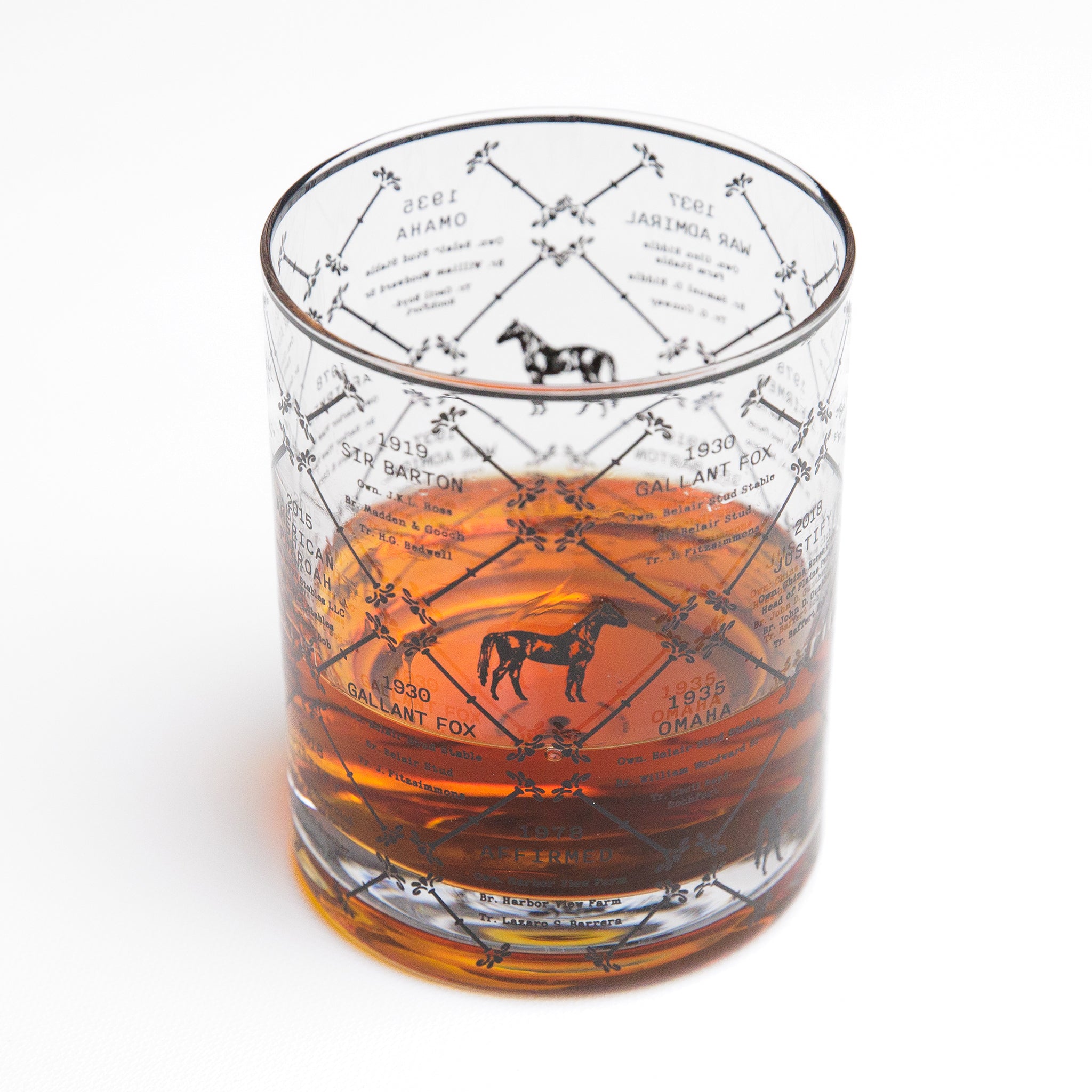 Triple Crown Champions Equestrian Bourbon Glass Set