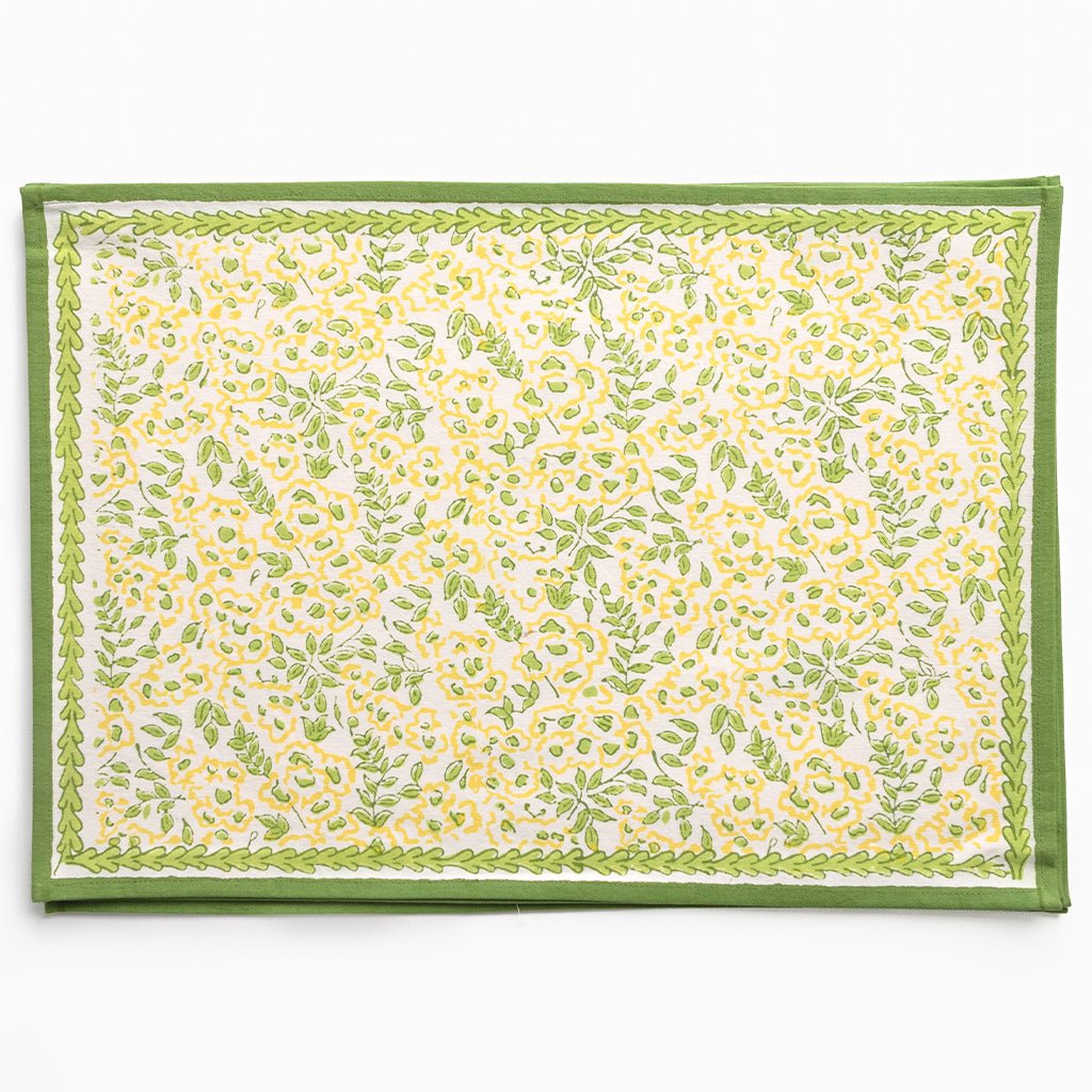 Wild Primrose Yellow & Green Placemat | Set of 4 - Pomegranate