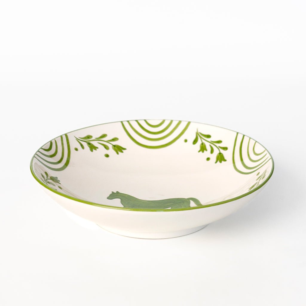 Green Horse Salad Serving Bowl - Pomegranate