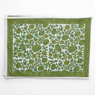 Green & white floral hand block printed cotton canvas placemats