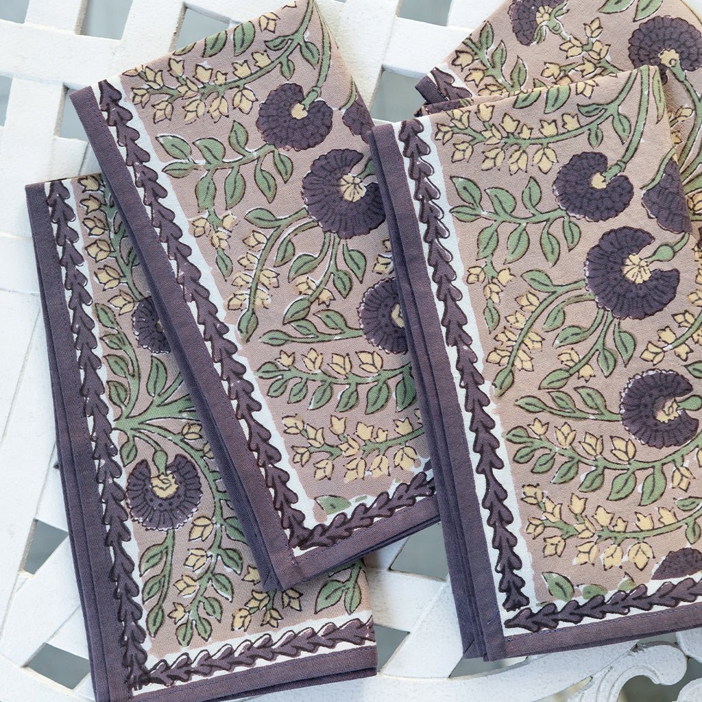 Cactus Flower Olive & Fig Napkin | Set of 4 - Pomegranate