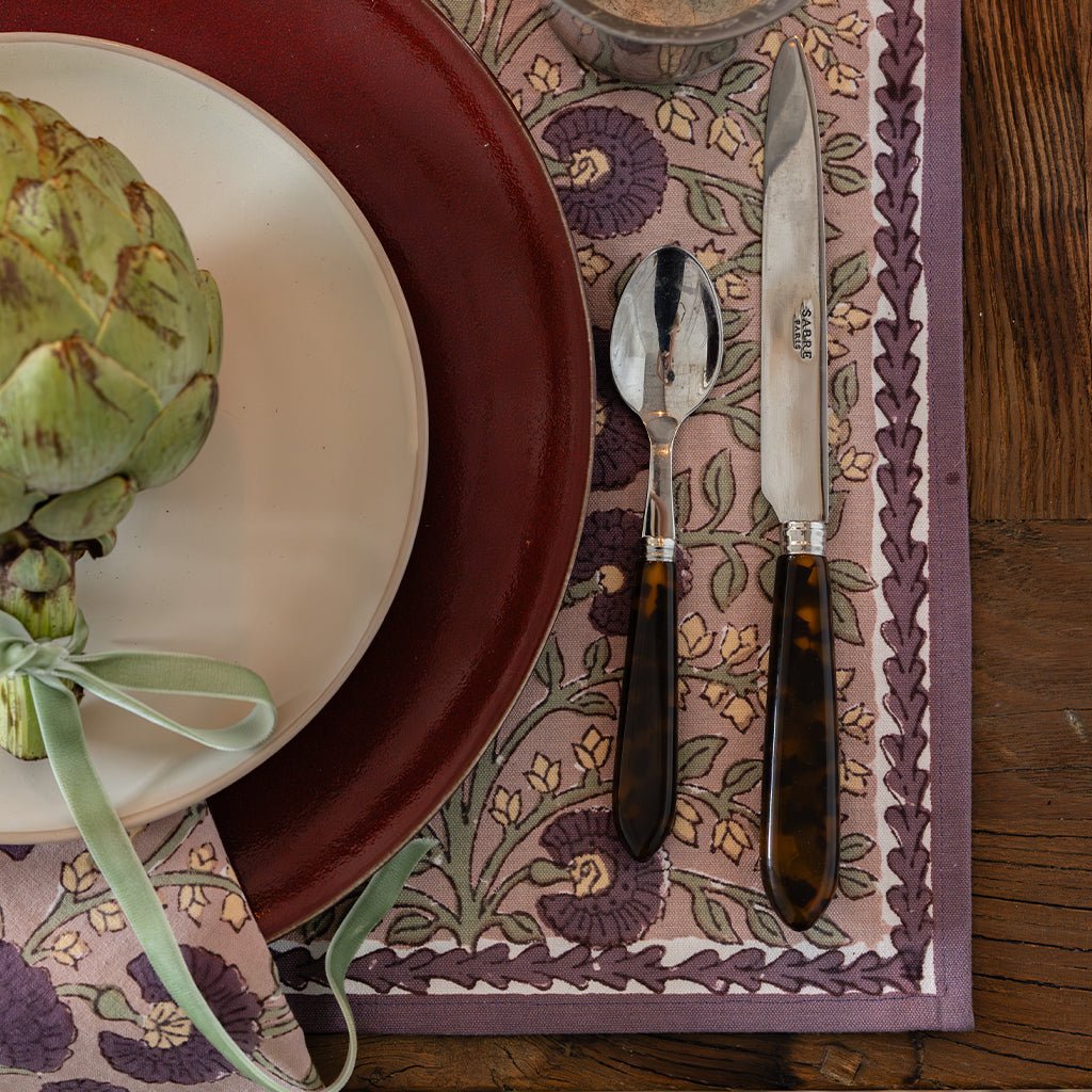 Cactus Flower Olive & Fig Placemat | Set of 4 - Pomegranate
