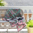 Cactus Flower Teal & Cranberry Tablecloth - Pomegranate