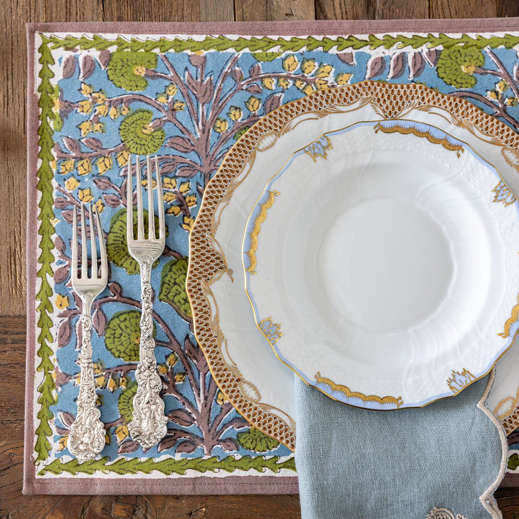 Cactus Flower Teal & Green Placemat | Set of 4 - Pomegranate