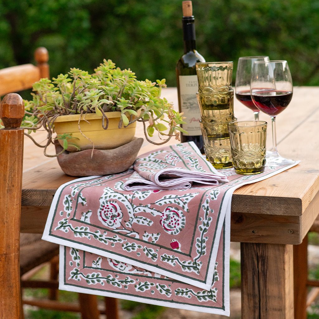 Climbing Dahlia Rosewood & Sage Placemat | Set of 4 - Pomegranate
