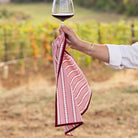 Dotted Stripe Rose Napkin | Set of 4 - Pomegranate