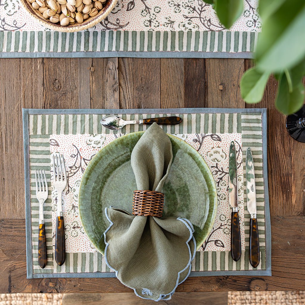 Floral & Berries Sage & Taupe Placemat | Set of 4 - Pomegranate