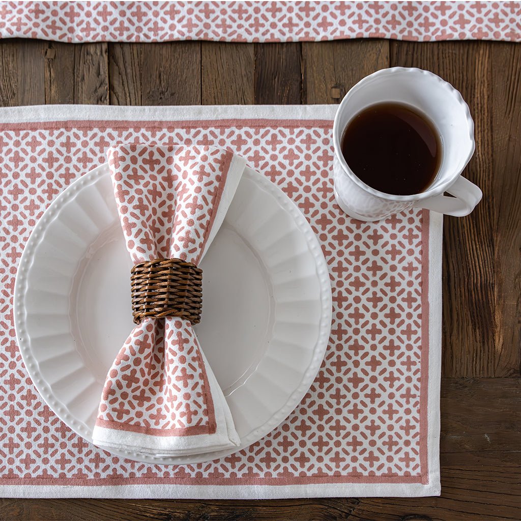 India Hicks Home Full Deck Coral Placemat | Set of 4 - Pomegranate