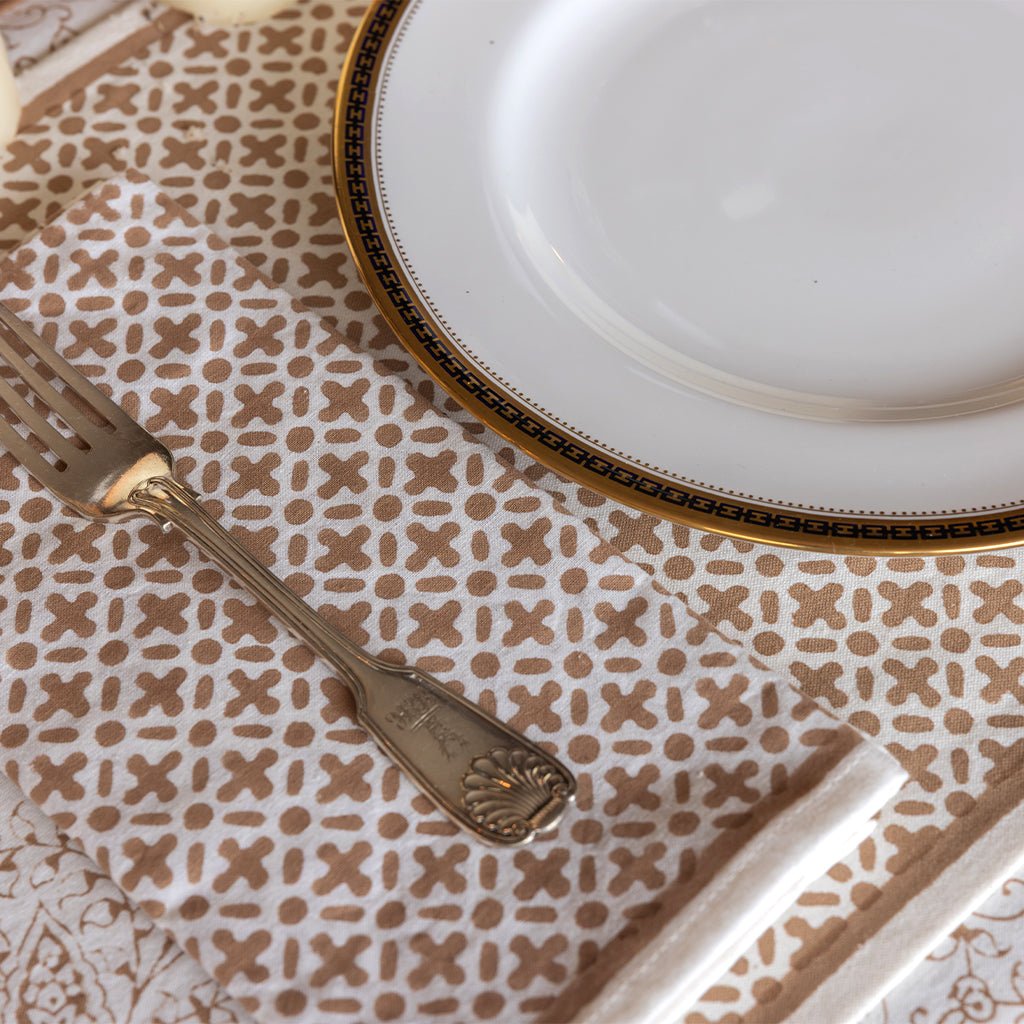 India Hicks Home Full Deck Dark Sand Napkin | Set of 4 - Pomegranate