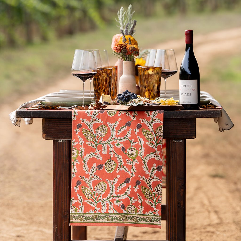 Harvest Pinecone Table Runner - Pomegranate