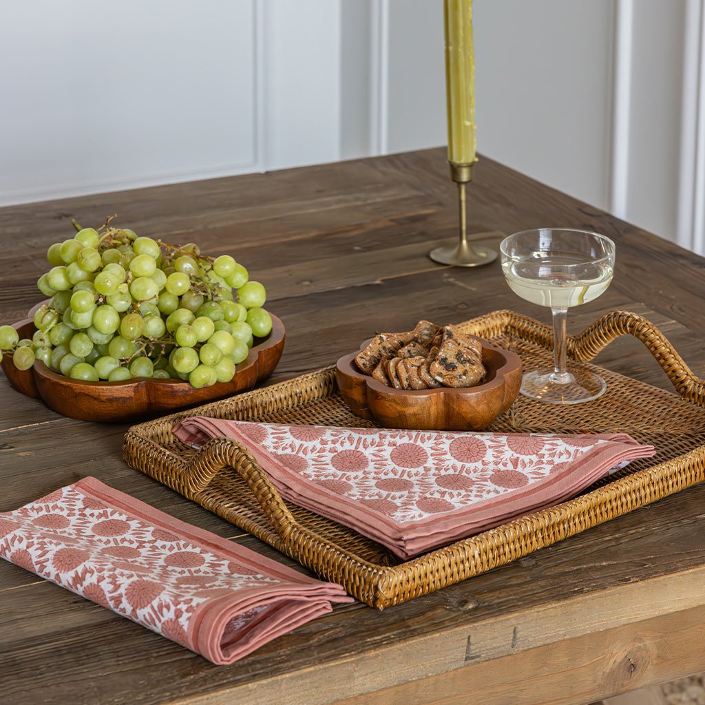 India Hicks Home Joker's Rosette Coral Napkin | Set of 4 - Pomegranate