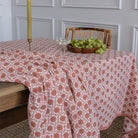 India Hicks Home Joker's Rosette Coral Tablecloth - Pomegranate