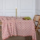 India Hicks Home Joker's Rosette Coral Tablecloth - Pomegranate