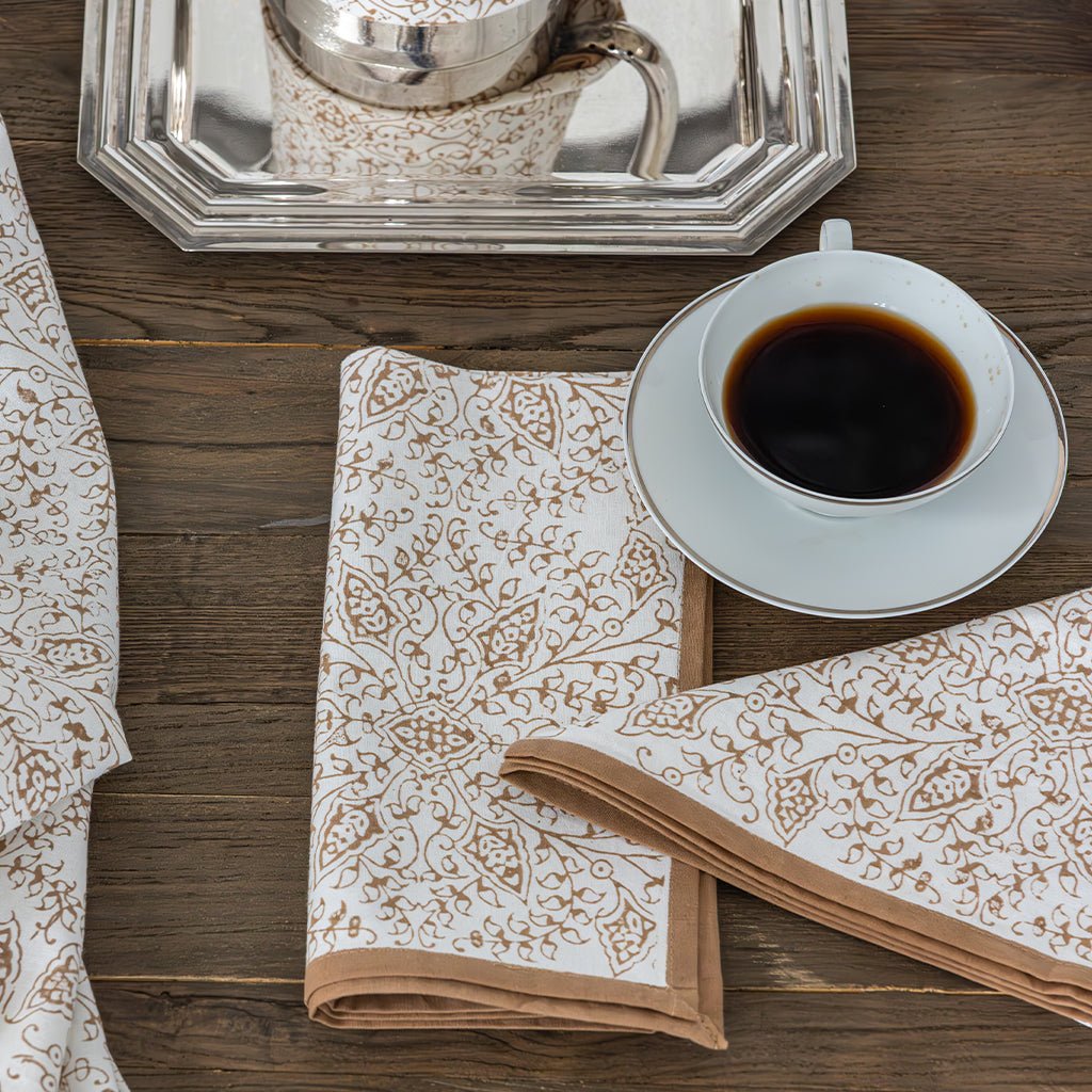 India Hicks Home King's Lace Dark Sand Napkin | Set of 4 - Pomegranate