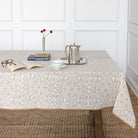 India Hicks Home King's Lace Dark Sand Tablecloth - Pomegranate