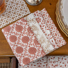 India Hicks Home Poker Face Dark Sand & Coral Mixed Set of 6 Cocktail Napkin | Set of 6 - Pomegranate