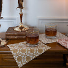 India Hicks Home Poker Face Dark Sand & Coral Mixed Set of 6 Cocktail Napkin | Set of 6 - Pomegranate