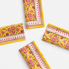Pom Fan Flower Mustard & Magenta Napkin | Set of 4 - Pomegranate