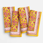 Pom Fan Flower Mustard & Magenta Napkin | Set of 4 - Pomegranate