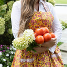 Pom Fan Flower Mustard & Magenta Apron - Pomegranate
